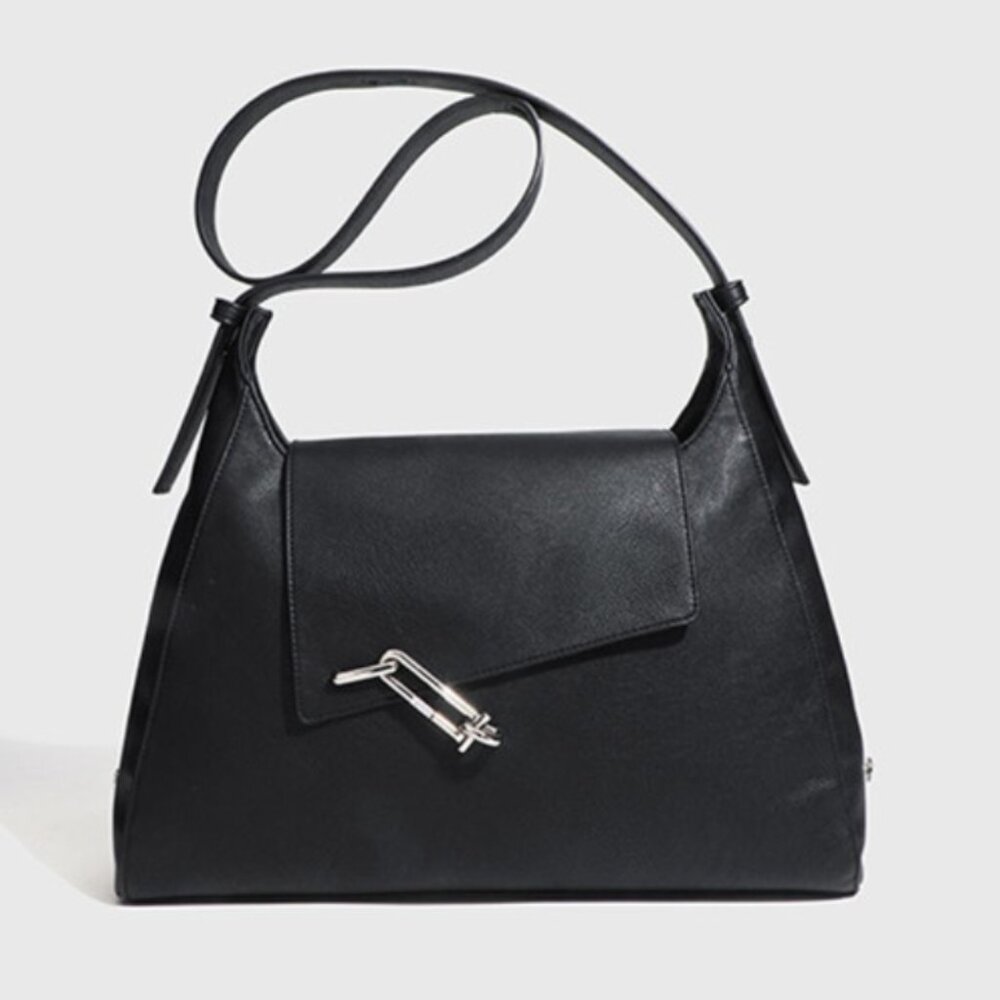Black Large PU Leather Shoulder Bag - New Condition - Adjustable Shoulder Strap